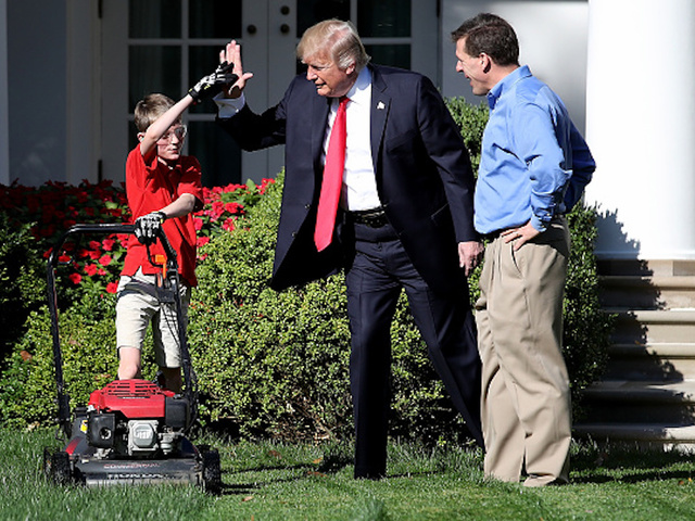 PHOTOS: 11-year-old cuts White House grass after writing to President Trump
